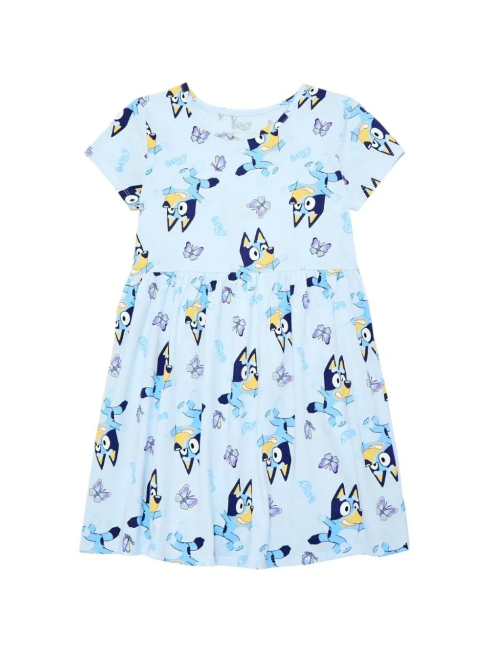 NWOT Bluey Girls Dress 4T Allover Print Short Sleeve Cotton Blend Knee Length